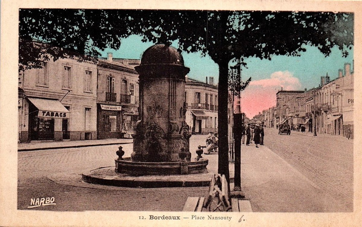 Quartier Nansouty à Bordeaux – Image d’archive de la place Nansouty avec la fontaine Louis Garros